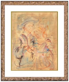 Edna Hibel Signed Original Oil Children Portrait Painting on Board Framed Art