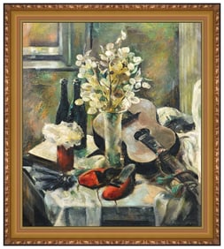 Ada Rosario Cecere Signed Original Oil Still Life Painting on Canvas Framed