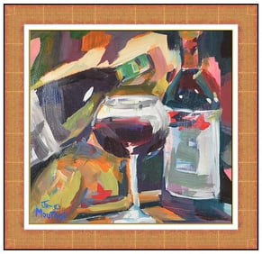 James Mouton Signed Original Oil Still Life Painting on Board Framed Art