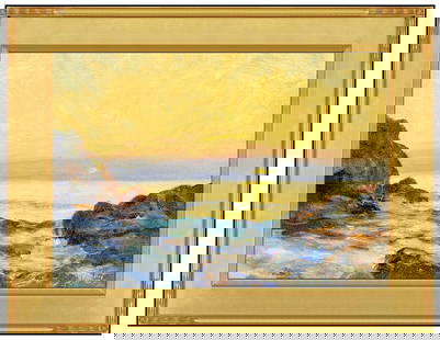 Howard Russell Butler Signed Original Oil Seascape Painting on Canvas Board: This lot includes:Gallery COA & free domestic shipping (*insurance and international shipping for an additional charge)Artist: Howard R. ButlerTitle: Green Flash Medium: Oil Painting on CanvasboardSiz