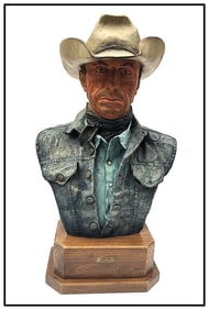 Harry Jackson Signed Original Polychrome Foreman Cowboy Bronze Sculpture Art