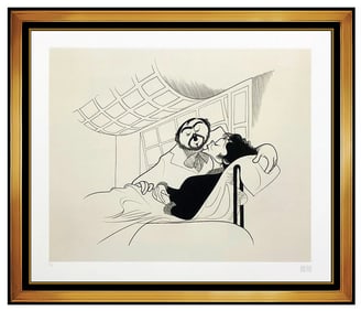 Al Hirschfeld Signed Original Etching Pavarotti Scotto La Boheme Caricature