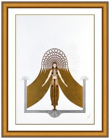 Erte Signed Large Circe Embossed Serigraph Art Deco Fashion Framed Art