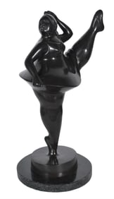 After Fernando Botero Full Round Dancer Bronze Sculpture Art