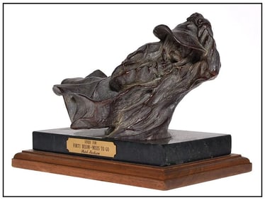 Rick Jackson Signed Original Forty Below Bronze Cowboy Sculpture Framed Art