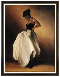 Robert White Signed Original Large Oil Female Portrait Painting on Canvas Art: This lot includes:Gallery COA & free domestic shipping (*insurance and international shipping for an additional charge)Artist: Robert WhiteTitle: The Dancer Medium: Oil Painting On CanvasSize: 54" x 4