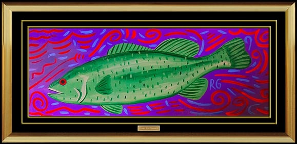 Rodney Alan Greenblat Signed Original Acrylic Animal Painting on Wood Art