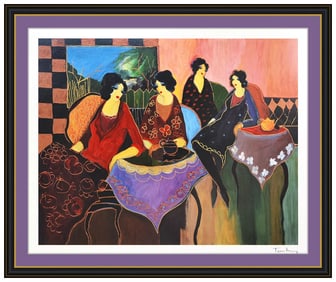 Itzchak Tarkay Signed Two By Lady Seriolithograph Female Cafe Portrait Art