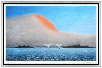 Billy Sullivan Signed Original Large Ink Pastel Landscape Painting Framed Art