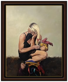 Pamela Wilson Signed Original Oil Self Portrait Painting on Canvas Framed Art