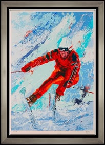 Mark King Signed Original Large Color Serigraph Downhill Snow Skiing Art