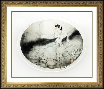 Louis Icart Signed Original Hand-Colored Etching Female Portrait Framed Art: This lot includes:Gallery COA & free domestic shipping (*insurance and international shipping for an additional charge)Artist: Louis IcartTitle: Lady of the CameliasMedium: EtchingSize: 18" x 22"Frame