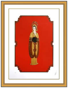 Erte Signed Plum Blossom Embossed Serigraph Female Fashion Art Deco Framed: This lot includes:Gallery COA & free domestic shipping (*insurance and international shipping for an additional charge)Artist: ErteTitle: Plum BlossomMedium: Color SerigraphSize: 28&rdquo; x 20&rdquo;