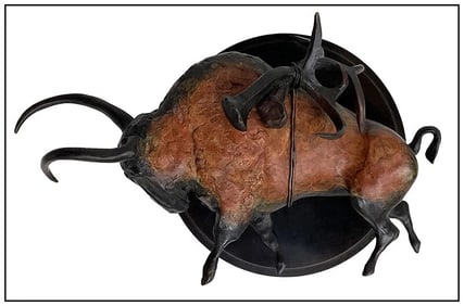 Star Liana York Signed Original Bronze Bull Wall Relief Western Sculpture Art