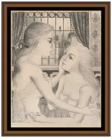 Paul Delvaux Signed The Secret Lithograph Female Portrait Framed Art