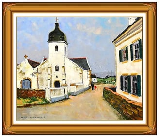 Jacques Bouyssou Signed Original Oil Landscape Painting on Canvas Framed Art