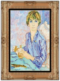 Lilian Mackendrick Signed Original Oil Female Portrait Painting on Canvas Framed