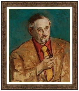 Moses Soyer Signed Original Oil Portrait Frank Kleinholz Painting on Canvas Art: This lot includes:Gallery COA & free domestic shipping (*insurance and international shipping for an additional charge)Artist: Moses Soyer Title: Portrait of Artist Frank KleinholzMedium: Oil Painting