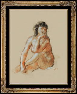 Robert Philipp Signed Original Pastel Female Portrait Nude Painting Rare Art: This lot includes:Gallery COA & free domestic shipping (*insurance and international shipping for an additional charge)Artist: Robert PhilippTitle: Nude in ThoughtMedium: Pastel Painting Size: 25" x 2