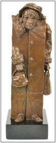 Ray Kobald Signed Original Shopping Spree Bronze Female Portrait Sculpture Art