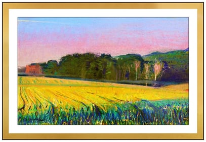 Charles Basham Signed Original Pastel Rural Landscape Painting Framed Art