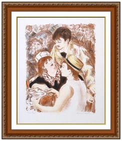 Alexandre Renoir Signed Les Trois Amis Color Lithograph Original Drawing Art