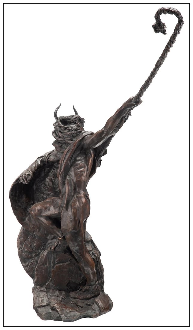 Fritz White Signed Original Lightning Striker Bronze Sculpture Framed Art (1 of 4)