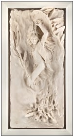 John Coleman Signed Original Large Marble Relief Mans Prelude to Honor Sculpture