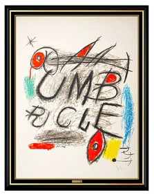 Joan Miro Signed Umbracle Color Lithograph Abstract Modern Large Framed Art