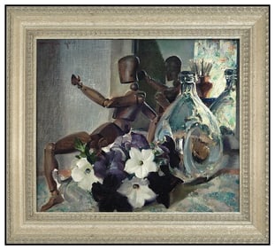 Arthur Meltzer Signed Original Oil Still Life Painting on Canvas Framed Art