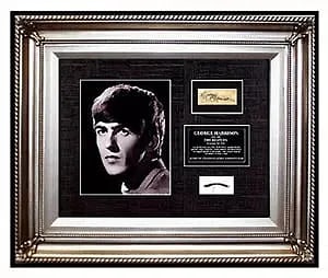 The Beatles George Harrison Signed Hair Lock Photo Music Memorabilia Art