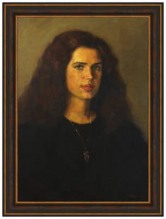 Grigory Chainikov Signed Original Oil Female Portrait Painting on Canvas Framed: This lot includes:Gallery COA & free domestic shipping (*insurance and international shipping for an additional charge)Artist: Grigory ChainikovTitle: RadianceMedium: Oil Painting on CanvasSize: 28" x