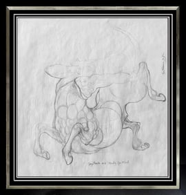 Guillaume Azoulay Signed Original Sagittarius Zodiac Study Drawing Framed Art