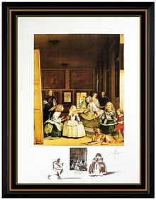 Salvador Dali Signed Velasquez Les Menines Color Lithograph Framed Art