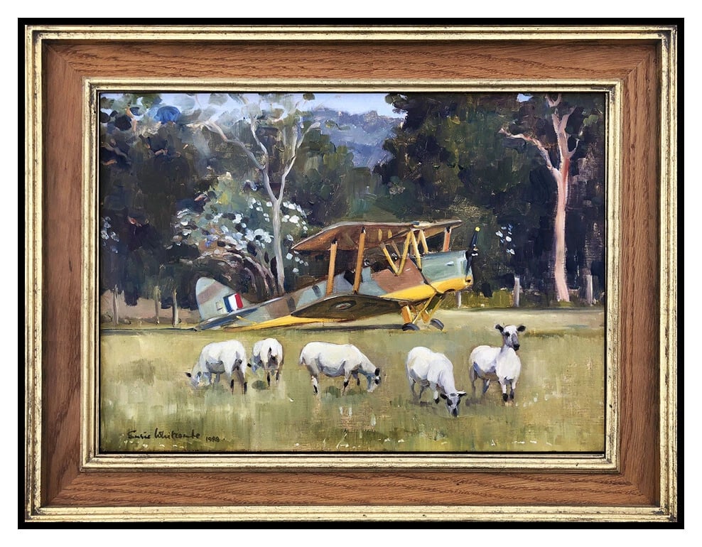 Susie Whitcombe Signed Original Oil Landscape Airplane Painting on Canvas Art (1 of 4)