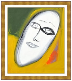 Jamali Signed Original Oil Portrait Head Painting on Canvas Framed Art