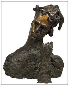 Miriam Brofsky Signed Original Bronze Bust Of Nijinsky Portrait Sculpture Art