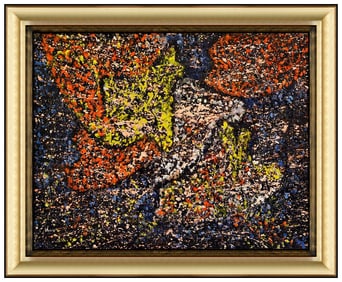 Charles Green Shaw Signed Original Oil Abstract Painting on Board Framed Art