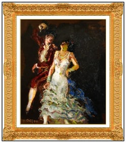 Jean Louis Marcel Cosson Signed Original Oil Dancers Painting on Board Framed