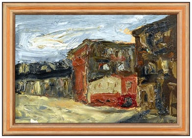 Arnold Sharrad Signed Original Oil New York Cityscape Painting on Board Framed