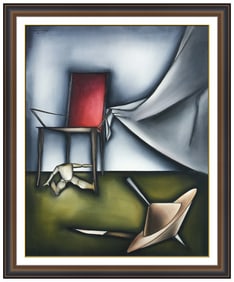Georges Yatrides Signed Original Oil Surreal Painting on Canvas Framed Art