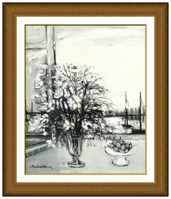 Michel Henry Signed Original Oil Flower Vase Still Life Painting on Canvas