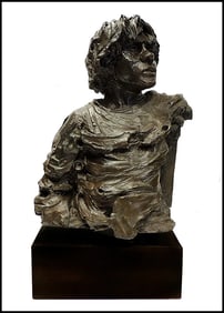 Aldo Luongo Signed Original Large Bronze The Hawk Self Portrait Sculpture Art