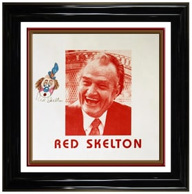 Red Skelton Signed Original Pastel Freddie Clown Self Portrait Drawing Art