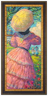 Tom Perkinson Large Original Oil Painting On Canvas Female Portrait Signed Art: This Lot Includes:Gallery Coa & Free Domestic Shipping (*Insurance And International Shipping For An Additional charge)Artist: Tom Perkinson Title: Afternoon in the ParkMedium: Oil Painting On CanvasS