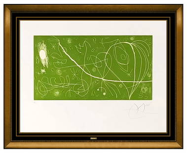 Joan Miro Original Color Etching Hand Signed Modern Abstract Picasso Reventos: This lot includes:Gallery COA & free domestic shipping (*insurance and international shipping for an additional charge)Artist: Joan MiroTitle: Picasso I Els ReventosMedium: Color EtchingSize: 22.5" x