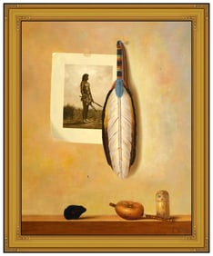 Jerry Venditti Native American Original Oil On Canvas Still Life Signed Framed