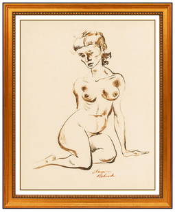 Aaron Bohrod Signed Original Watercolor Nude Figurative Portrait Painting Art: This lot includes:Gallery COA & free domestic shipping (*insurance and international shipping for an additional charge)Artist: Aaron BohrodTitle: UnconfinedMedium: WatercolorSize: 11" x 8.5"Framed: 18