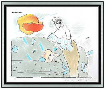 Peter Max Signed Original Color Lithograph Female Flower Zoopla Framed Art: This lot includes:Gallery COA & free domestic shipping (*insurance and international shipping for an additional charge)Artist: Peter MaxTitle: Semi-Nude With Flower ZooplaMedium: LithographSize: 21 &f
