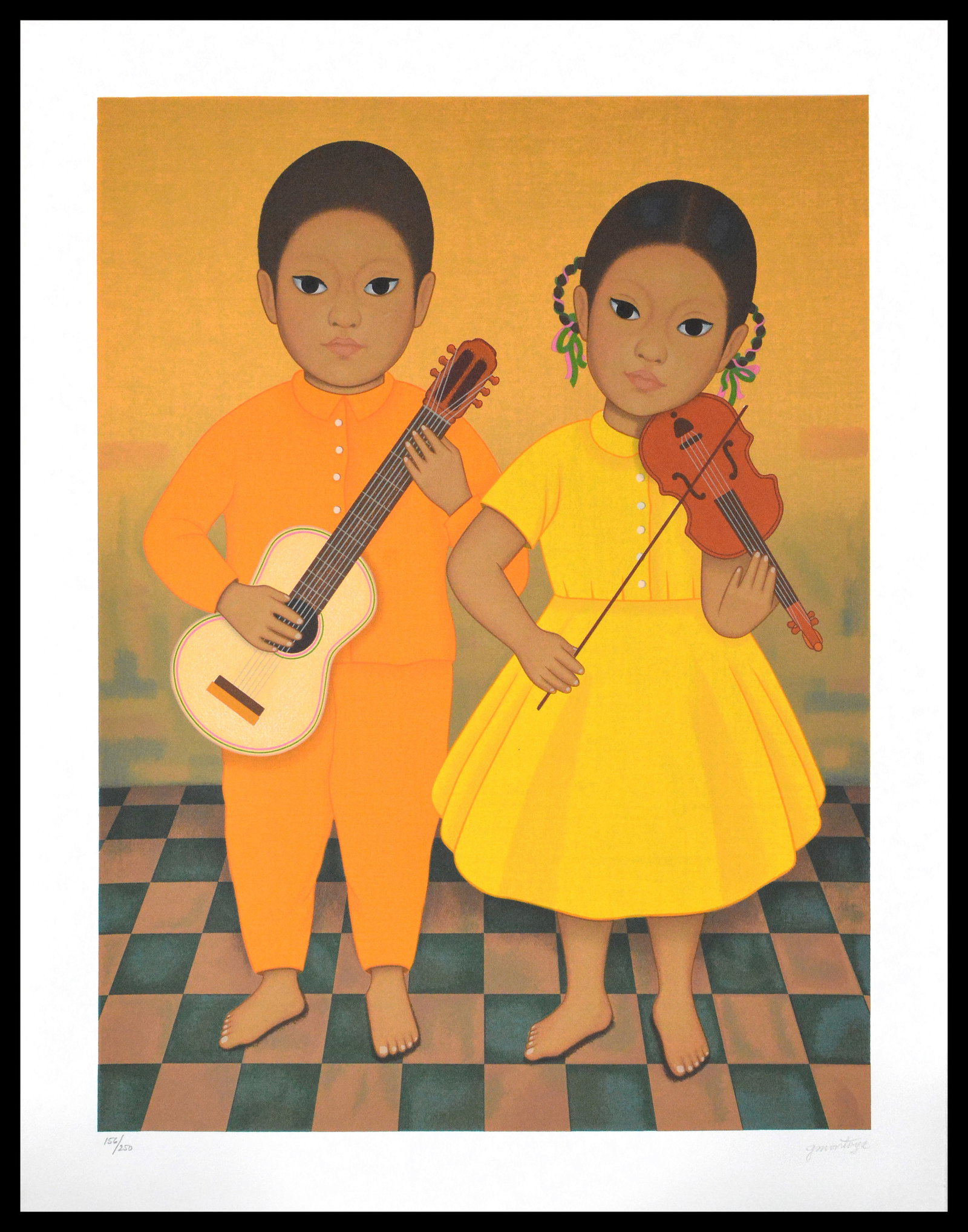 Gustavo Montoya Signed Muñeca and Instrumentos Silkscreen Mexican Children Art: This lot includes a Gallery COAArtist: Gustavo Montoya Title: Muñeca and Instrumentos Medium: Color Silkscreen Size: 27" x 31.75" Signed: Lower Right Number: 156 of 250 *There are old ways and new wa